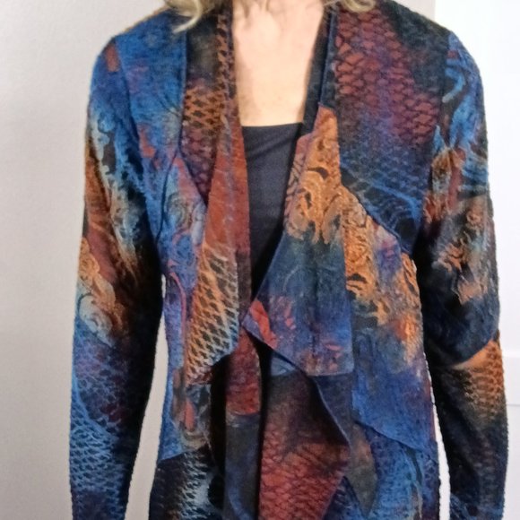 A new boho cardigan by Kamana in rich earthtones - Picture 1 of 2